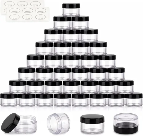 Vista 17 de 5 Gramos Contenedores de Muestra con Tapas, 25 Piezas Mini Contenedores de Maquillaje, Contenedores Cosméticos de Viaje de Plástico Vacío con Negro