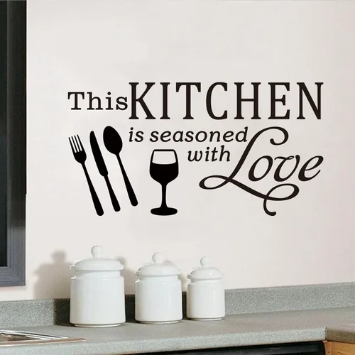 Vista 12 de Calcomanías de pared con citas familiares para cocina: decoración inspiradora para el hogar, despensa, comedor, vinilo para pared, diseño de "It's 5