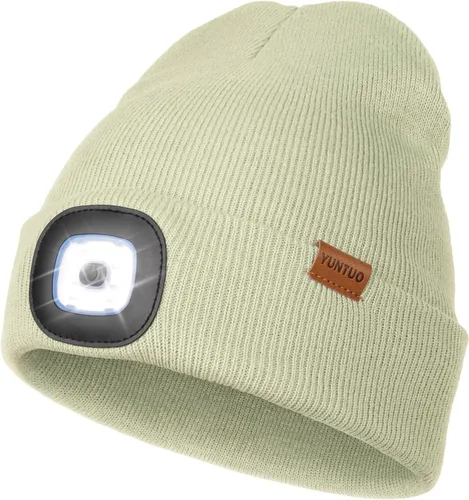 Vista 21 de Gorro LED con la luz, unisex, linterna frontal recargable por USB, gorro de punto de invierno, regalos para hombres, papá, esposo, él Azul Oscuro