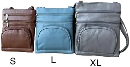 Vista 7 de Roma Leathers Bolso cruzado XL auténtico, multibolsillo, correa ajustable, XL