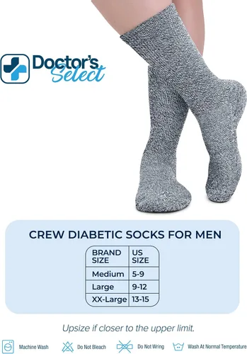 Vista 6 de Doctor's Select Men's Diabetic Socks for Men Size 13-15 - 4 Pairs