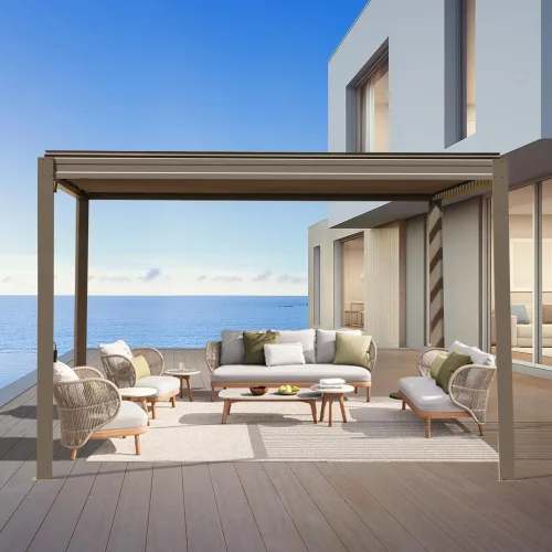 Vista 14 de Domi Pergola Screen All Aluminum, sombra de privacidad, 1 paquete, marrón