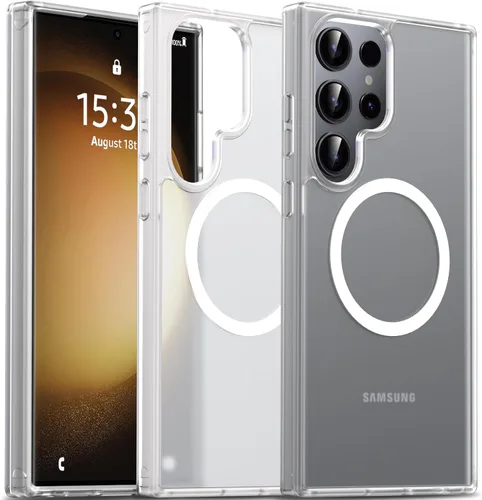 Vista 66 de Oterkin Funda magnética para Samsung Galaxy A17 mate, funda de teléfono A17 compatible con MagSafe esmerilada, translúcida, a prueba de golpes Negro