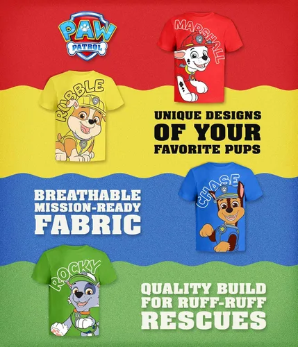 Vista 7 de Camiseta gráfica de Paw Patrol (conjuntos) Marshall Chase Rubble Rocky Skye Everest Zuma Outfit Tee para niños pequeños de cumpleaños a niños