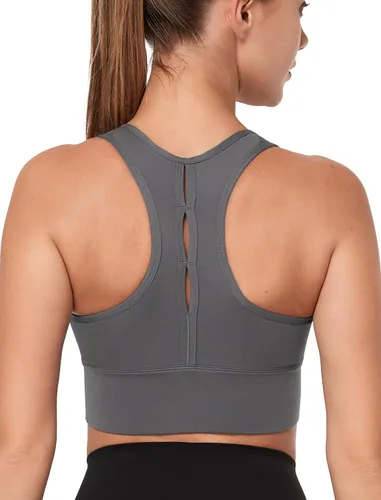 Vista 2 de Yvette Sujetadores deportivos para mujer de alto impacto con cremallera frontal, brasier deportivo de alto soporte, busto grande para entrenamiento