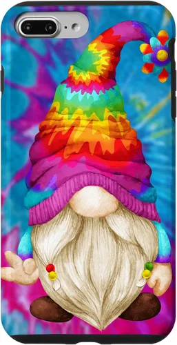 Vista 12 de Funda de gnomo de signo de paz para mujer, diseño de gnomo hippie de teñido anudado para iPhone 16