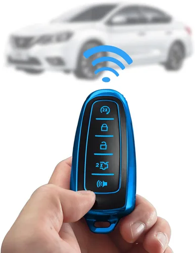 Vista 4 de para funda de llavero Ford con llavero de metal/cuero, estuche de llave de 5 botones de TPU, compatible con C-Max Edge Escape Expedition Explorer