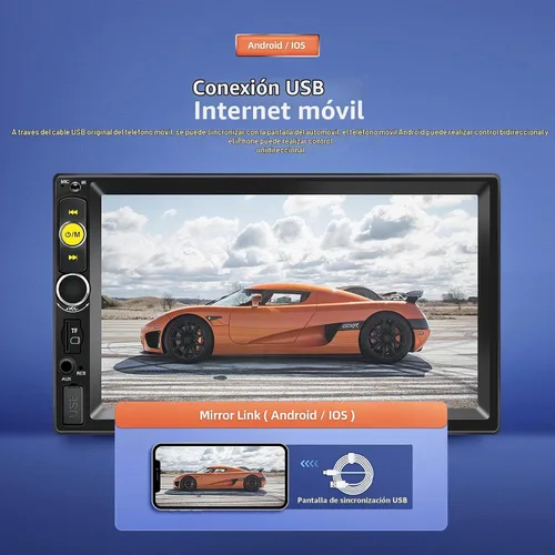 Vista 5 de Estéreo de coche Bluetooth doble DIN NHOPEEW, radio de coche con pantalla táctil HD de 7 pulgadas con soporte para cámara de respaldo, compatible