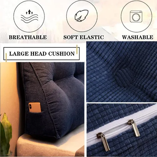 Vista 3 de Almohada de cuña de cama para cabecero,Almohada triangular grande para cabecero,Almohadas de sofá cama para lectura,Almohada larga de terciopelo