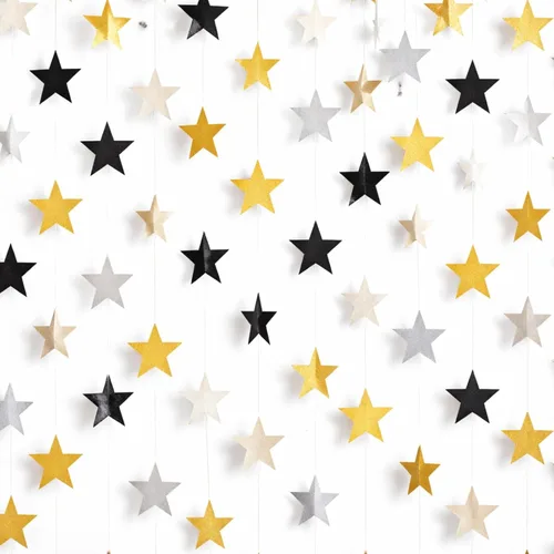 Vista 39 de Patelai Guirnalda de estrellas con purpurina 2026, decoración de graduación de 130 pies, pancarta colgante de estrella para fiesta, cumpleaños