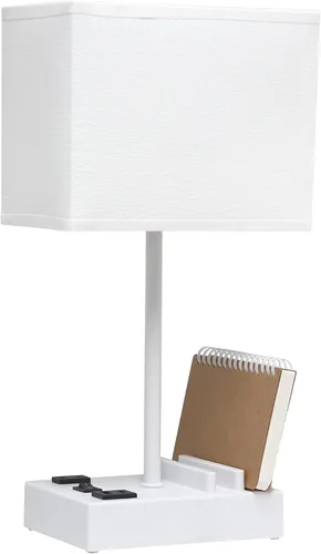 Vista 11 de Simple Designs LT1110-WOW - Lámpara de escritorio rectangular moderna de 15.3 pulgadas de alto con 2 puertos USB y salida de carga con pantalla