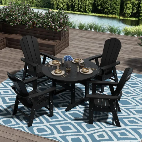 Vista 2 de HDPE Laguna Adirondack - Silla de comedor casual para patio, color negro