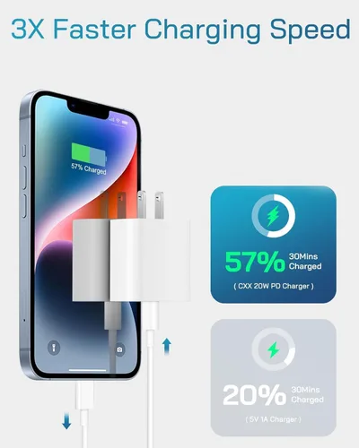 Vista 3 de Cargador USB C, para cargador de iPhone, 30 W, juego de 3 piezas con cable USB C de 3 pies de 6 pies, compatible con iPhone 17/17 Plus/17 Pro/17 Pro
