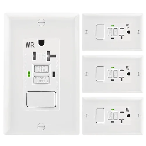 Vista 16 de Wengart Paquete de 2 interruptores de salida GFCI de 15 amperios, interruptor de circuito de falla a tierra de 125 V con interruptor basculante