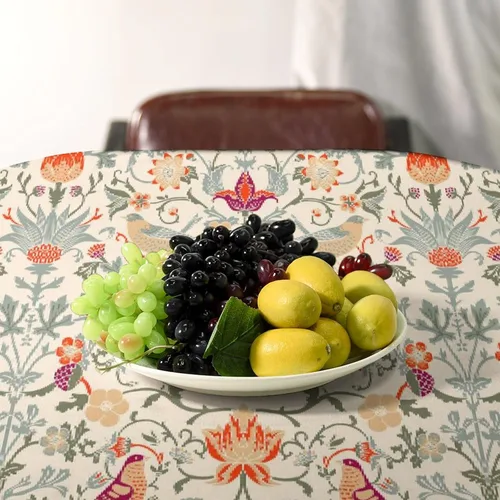 Vista 134 de Mantel Floral Retro de Pájaros, Diseño Original Bohemio William Morris Estampado Cubierta de Mesa para Hogar Picnic Fiesta Comedor Cocina William