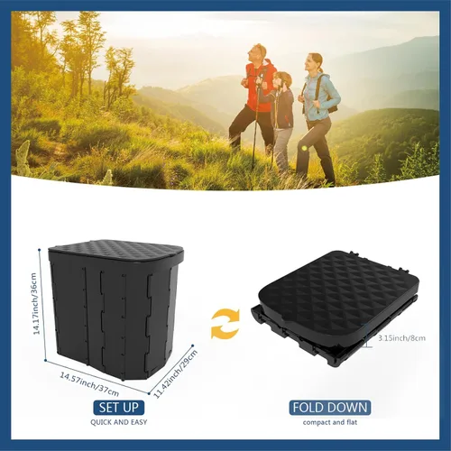 Vista 2 de Hapoon Inodoro plegable portátil XL para campamento, orinal de viaje para adultos, 12 bolsas de inodoro, paquete de 12 unidades de gel líquido