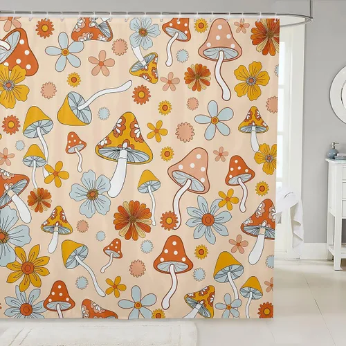 Vista 13 de Erosebridal Cortina de baño psicodélica, verde azulado, azul, morado, juego de cortina de ducha para niños y niñas, cortina de ducha exótica