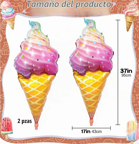 Vista 5 de Kit de arco de globos de helado – Juego de 142 guirnaldas de globos pastel con globo de Mylar de aluminio de helado de 37 pulgadas, globos torcidos
