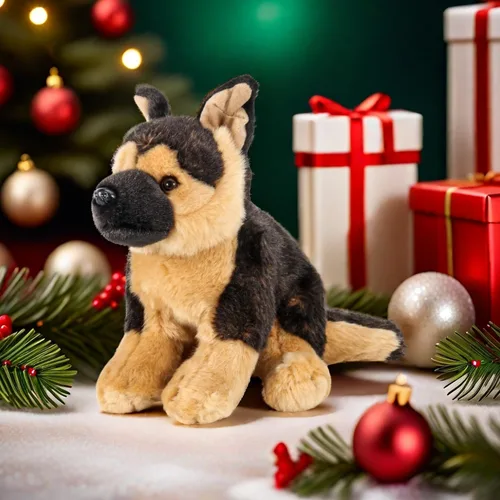 Vista 2 de Animal de peluche de pastor alemán, 16 pulgadas, suave y realista, juguete de peluche para niños y niñas, abrazable y lavable, no desprende pelusa