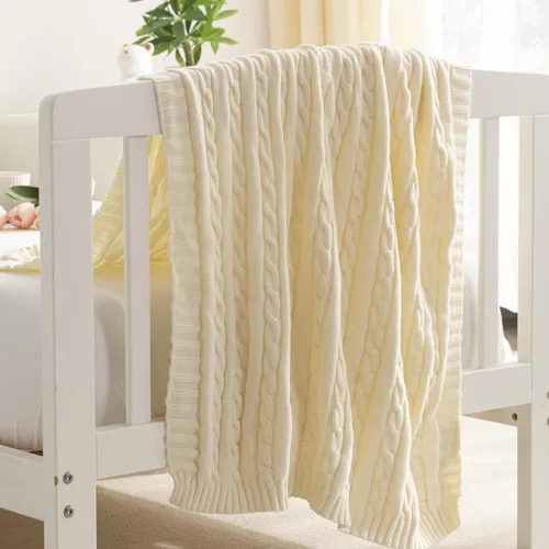 Vista 15 de NTBAY Manta de punto de cable 100% algodón puro para niño pequeño, súper suave, cálida y transpirable, 30x40, manta para bebé para cuna, cochecito
