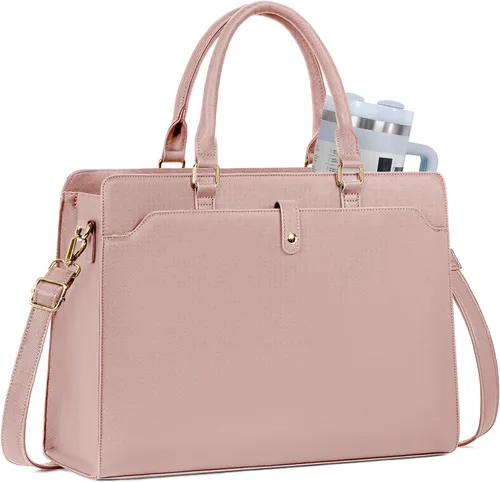 Vista 12 de Laptop Tote Bag for Women, Large Leather Computer Bag for Business Work Beige - Almuerzo