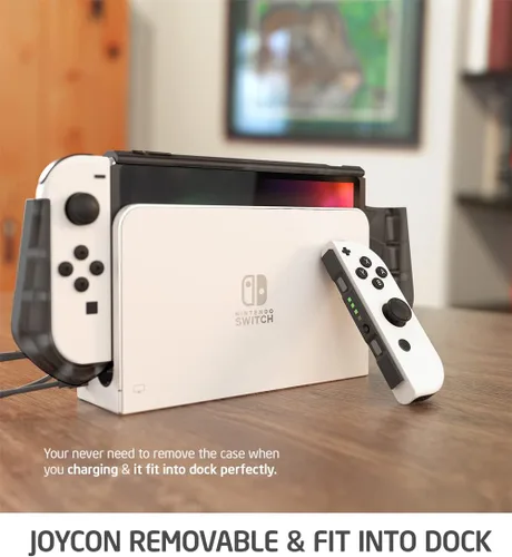 Vista 2 de Mumba Dockable Case for Nintendo Switch OLED 2021, Blade Series TPU Grip Protective Cover Accessories Compatible with Nintendo Switch OLED 7 Inch