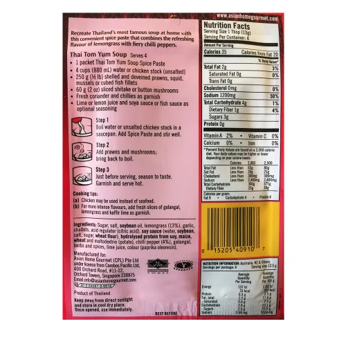 Vista 2 de Asian Home Gourmet Pasta de especias para sopa tailandesa Tom Yum, 1.75 onzas (paquete de 3)
