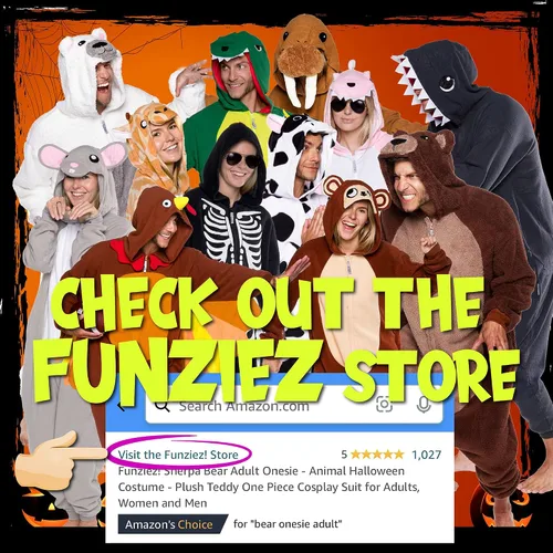 Vista 5 de Funziez! - Disfraz de animal de una pieza para adultos, diseño de felpa para Halloween, traje de cosplay de fruta para mujer y hombre