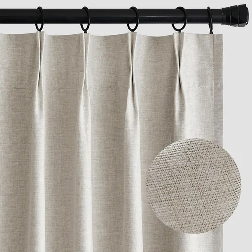 Vista 2 de MIULEE Cortinas de Lino Natural con Pliegues Pinzados Opacas de 84 Pulgadas de Largo, Cortinas con Pliegues Pinzados con Ganchos para Dormitorio