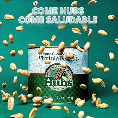 Vista 8 de Hubs Virginia Cacahuetes Salados 2 packs de 40 oz latas.
