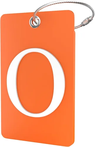 Vista 174 de Etiqueta de equipaje con inicial, totalmente flexible, con aro de acero inoxidable, letra G