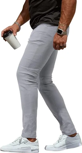 Vista 5 de Woenzaia Men's Slim Fit Dress Pants Casual Stretchy Twill Chinos Tapered Skinny Slacks