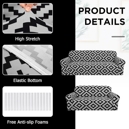 Vista 5 de Peryiter Juego de fundas de elastano de seda de leche para sofá, fundas protectoras para sofá, sofá biplaza, sillón, ajuste elástico, a prueba