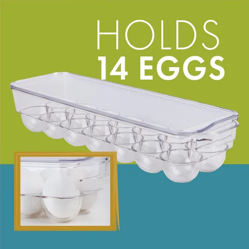 Vista 3 de Dial Industries - Soporte para almacenamiento de huevos para nevera, contenedor de 14 huevos con tapa