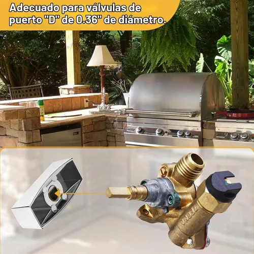 Vista 6 de Pomo de válvula de rango para estufa de gas de cocina, perilla de control de panel de placa de horno, compatible con interfaz de aire en forma de D