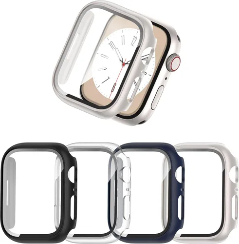 Vista 17 de COMMUTER - Juego de 4 fundas compatibles con Apple Watch de 40 mm Series SE 3ra Gen 2025 SE 2/1 6 5 4 con protector de pantalla de vidrio templado