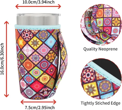 Vista 2 de Fundas Aislantes de Neopreno Portavasos con Asa para Vasos Tumbler de 20oz, Funda Reutilizable para Café Helado Para Tazas de Café de 30oz - 32oz