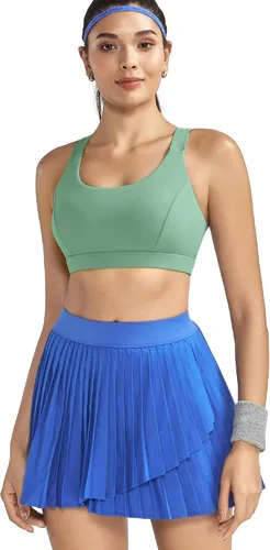 Vista 7 de RUNNING GIRL Brasier deportivo para mujer de alto soporte, espalda cruzada acolchada, brasier deportivo con tirantes delgados, brasier de yoga