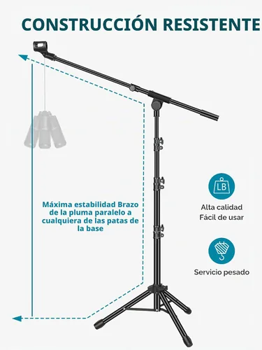 Vista 4 de InnoGear Soporte para micrófono, trípode con brazo articulado, soporte de micrófono de piso con altura ajustable, resistente, con bolsa