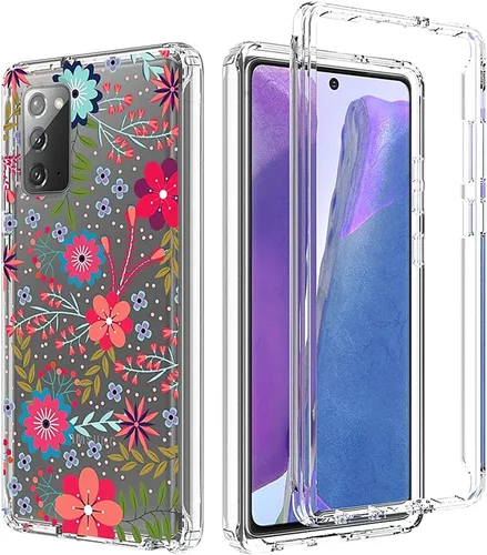 Vista 6 de Funda para Galaxy Note 20 5G, Samsung Note 20 para niñas, bonita funda floral de TPU transparente a prueba de golpes, funda protectora para Samsung