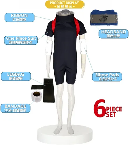 Vista 2 de HHHCOS Leaf Village ninja Shippuden Uchiha Sasuke - Disfraz de cosplay negro de una pieza para Halloween