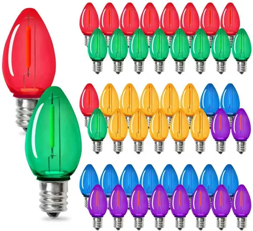 Vista 11 de C7 0.6W 2700K Bombilla LED con base de candelabro estándar E12, luz nocturna de repuesto de 6 unidades Paquete de 4 mazorcas C7