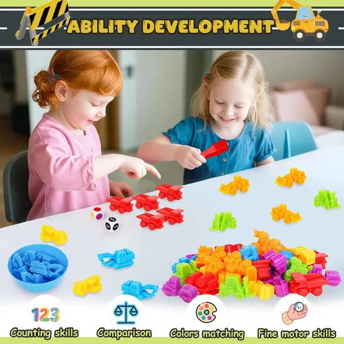 Vista 3 de Juego de contar colores para niños, juguetes a juego con tazas de clasificación y dados de juegos, actividades de aprendizaje preescolar Montessori