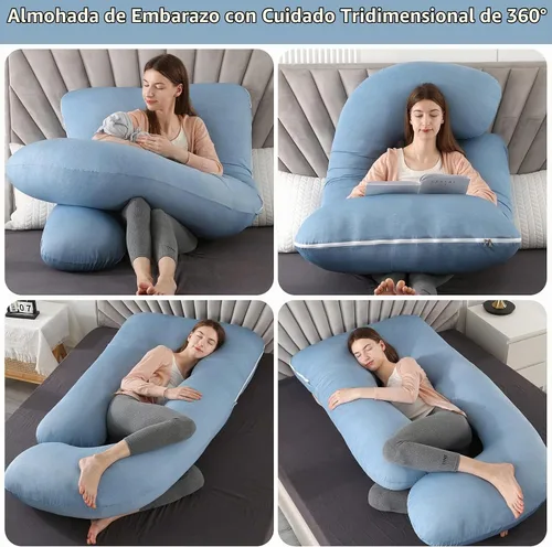 Vista 2 de Elover - Almohada de embarazo en forma de U, soporte de maternidad de cuerpo completo