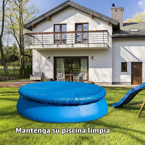 Vista 4 de Cubierta redonda de calefacción solar para piscina, azul, 12 pies
