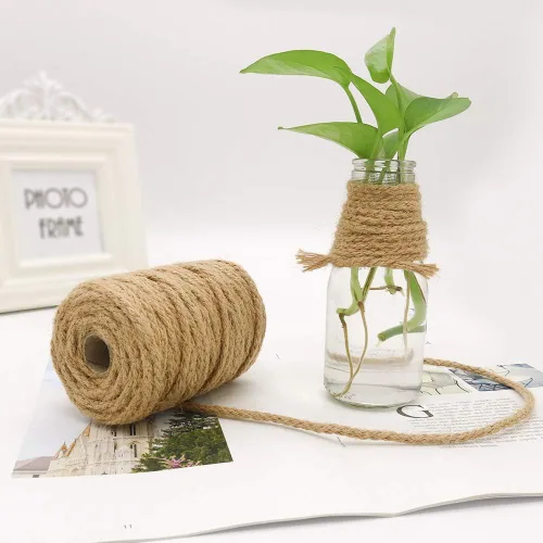 Vista 8 de Tenn Well Cordel de yute de 0.197 in, cuerda natural trenzada de 100 pies, cordel grueso para manualidades, envoltura de regalos, jardinería