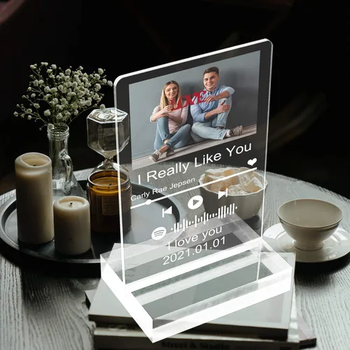 Vista 3 de Spotif Glass Art - Álbum de fotos de acrílico personalizado para el día de la madre, 3.9 x 5.5 in