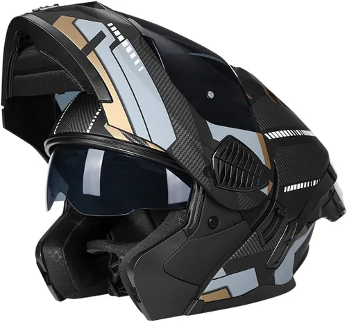 Vista 2 de Casco de Motociclista de Cara Completa con Visera Dual y Abatible para Adultos, Hombres y Mujeres, Integrado para Motocicleta, Calle, Ciclomotor