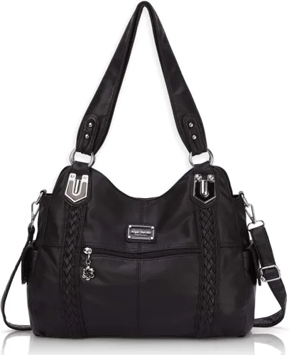 Vista 48 de Angel Barcelo - Bolsa de hombro amplia para mujer, diseño Hobo, cuero lavado