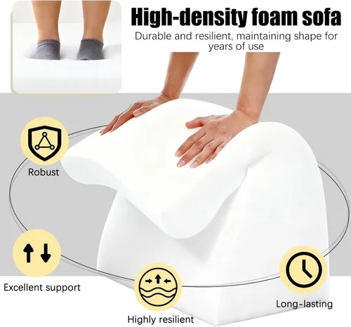 Vista 5 de Sofá modular Cloud de 110 pulgadas sin hueso, con diván en forma de L, modernos sofás tapizados para sala de estar y dormitorio, no requiere montaje